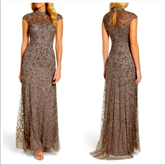 Adrianna Papell Dresses & Skirts - Adrianna Papell mock neck beaded gown